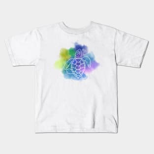 Hawksbill Turtle Hatchling - Watercolor Lineart Kids T-Shirt